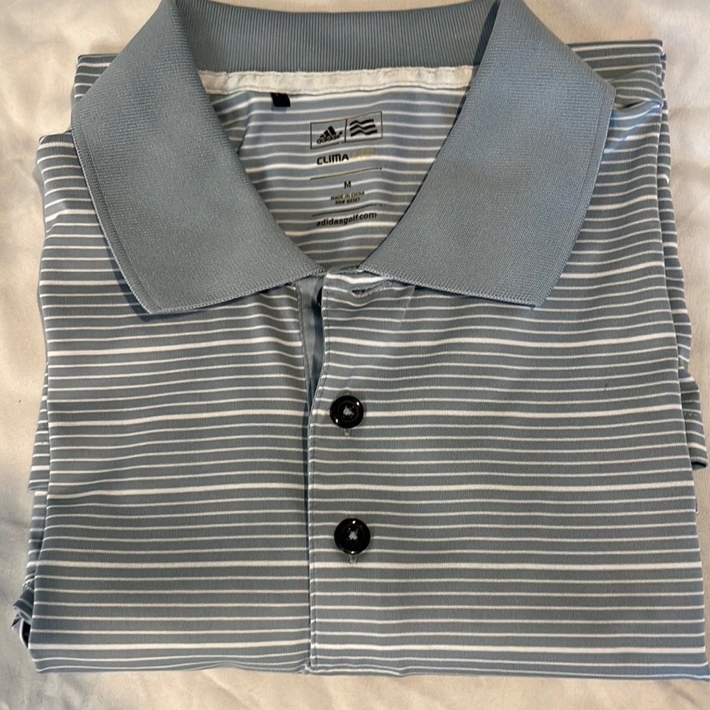 Adidas men’s striped grey polo with solid collar like new (m)